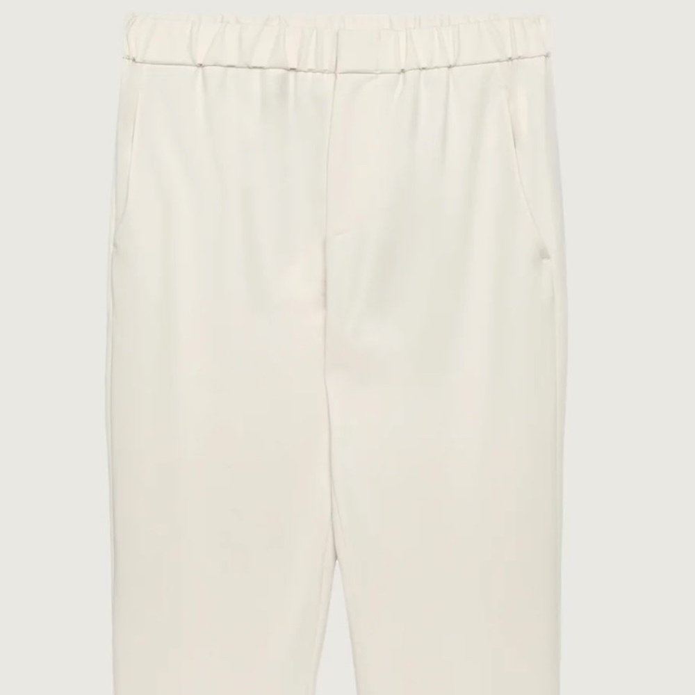Tapered cream elasticated pants L